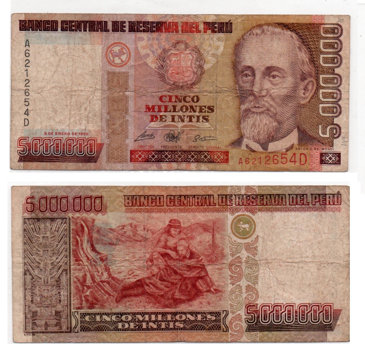 Peru #149/VG 5.000.000 Intis